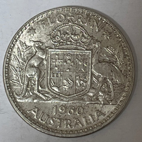 Australia 1960 2/- Florin Silver Coin Uncirculated