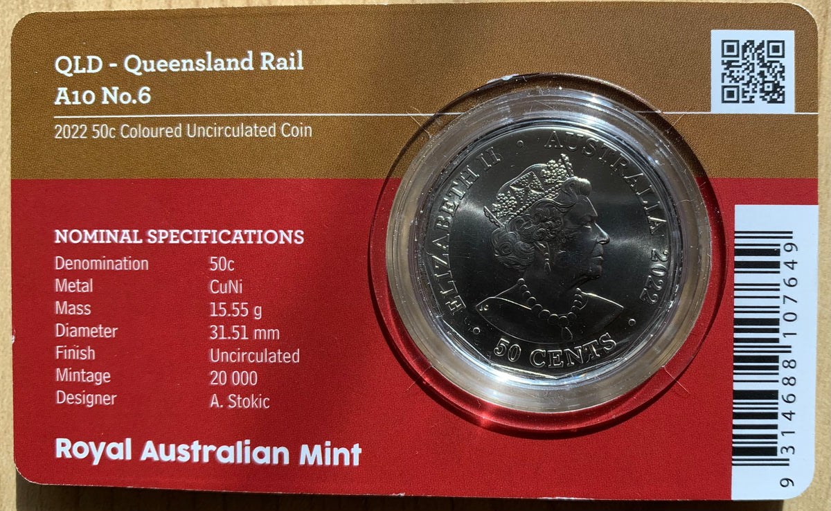 Australia 2022 Queensland Rail Steam Train 50c Coin – Shields Stamps ...