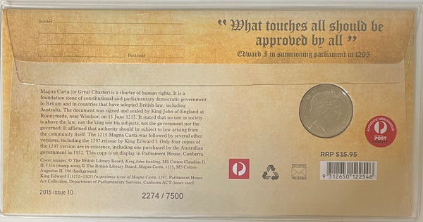 2015 Australia 20 Cents Magna Carta Anniversary PNC