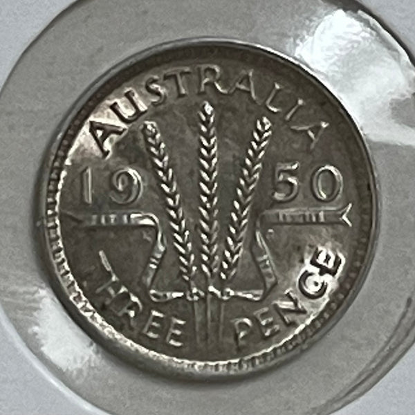 Australia 1950 3d Threepence Silver Coin Uncirculated Condition