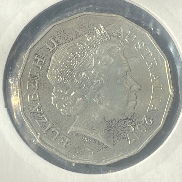 Australia 2017 Royal Australian Mint 50c Lunar New Year of the Rooster Tetra-Decagon Coin in 2x2 mount