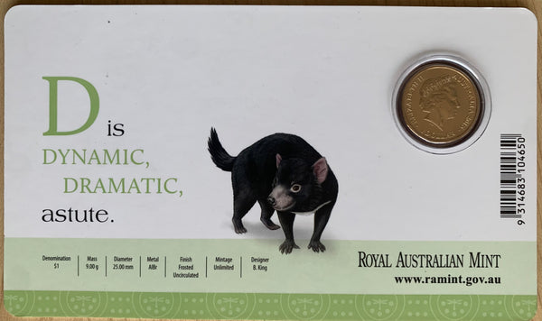 2015 Aussie Alphabet Coloured $1 coins "D" Tasmanian Devil