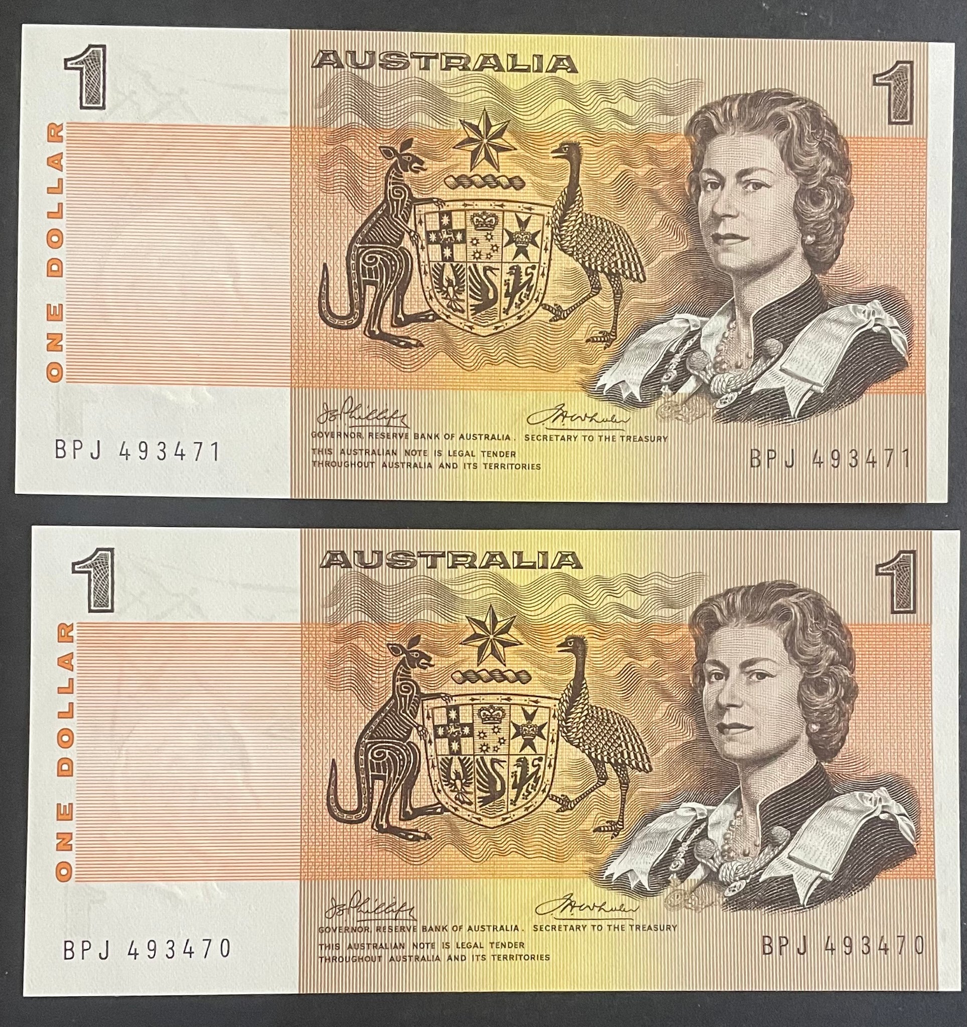 Australia 1974 R75 $1 Phillips/Wheeler Uncirculated Pair