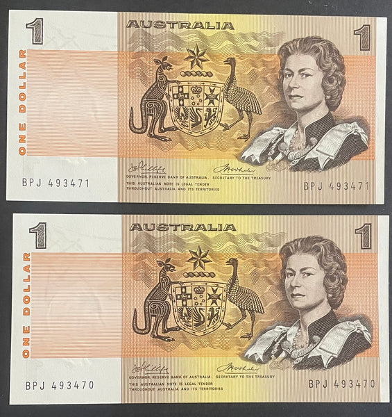 Australia 1974 R75 $1 Phillips/Wheeler Uncirculated Pair