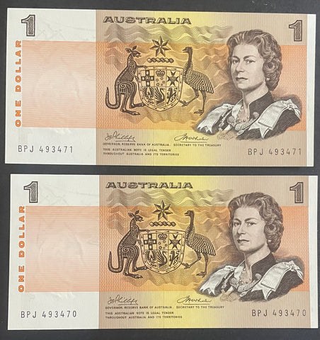 Australia 1974 R75 $1 Phillips/Wheeler Uncirculated Pair