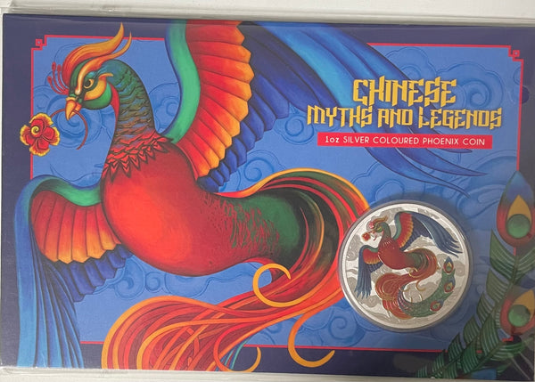 2022 Perth Mint Chinese Myths and Legends Phoenix $1 1oz Silver Vivid Coloured Carded Coin