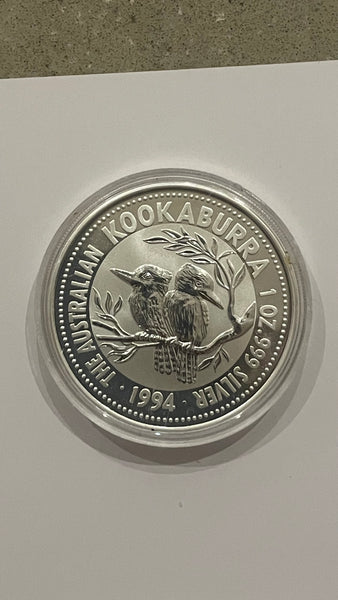 Australia 1994 Perth Mint $1 Kookaburra 1oz Silver Coin