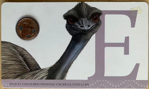 2015 Aussie Alphabet Coloured $1 coins "E" Emu