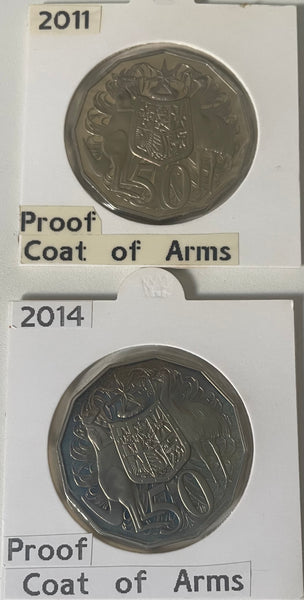 Australia 1966 - 2011 plus 2014 Royal Australian Mint Fifty Cents 50c Proof Coin Collection
