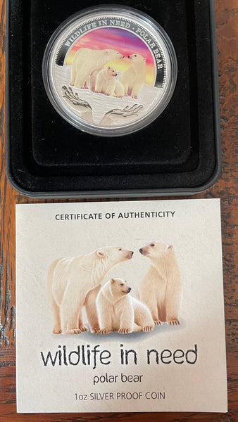 Tuvalu 2012 Perth Mint Coloured Polar Bear Silver 1oz Proof Coin