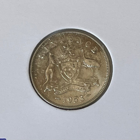 Australia 1953 6d Sixpence Silver Extremely Fine Condition