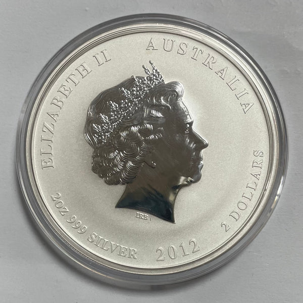 Australia 2012 Year of the Dragon  .999 2oz Silver Coin