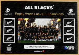 2010 New Zealand Post All Blacks Rugby World Cup 2011 Champions $1.90 stamp sheet