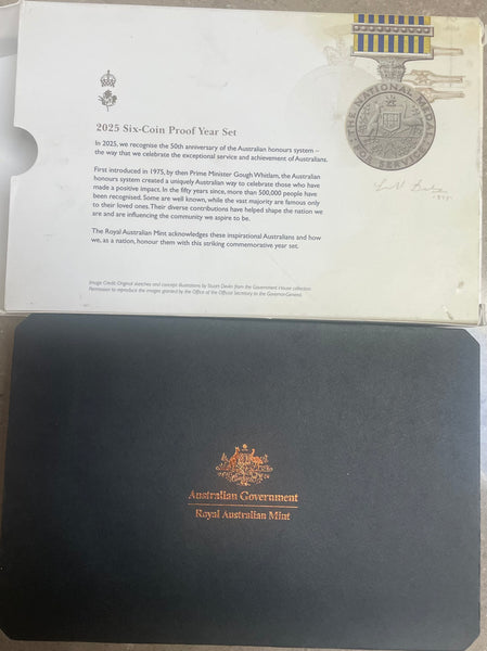 2025 Australia 50 Years of Australian Honours system 6 Coin Proof Year Set
