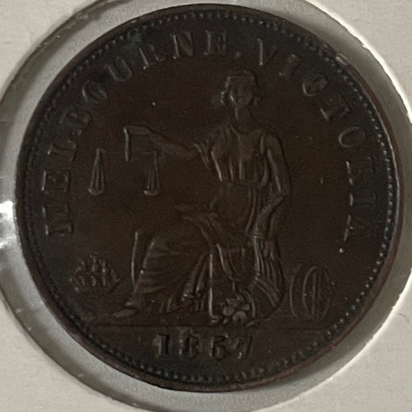 Australia 1857 Hide & De Carle 1/2d Penny Token  Very Fine Condition