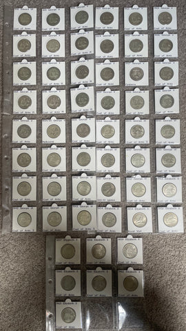 Australia 1910-63 Complete Set of 2/- Florin Silver Coins. Very Good to Extremely Fine
