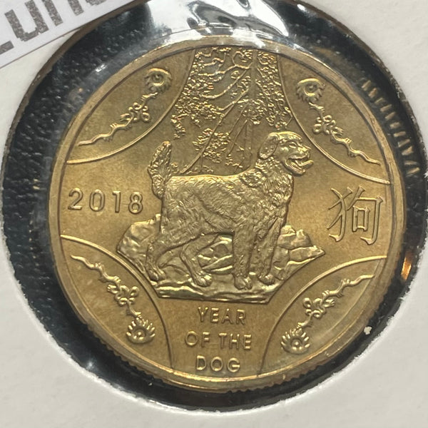 Australia 2018 Royal Australian Mint $1 Lunar New Year of the Dog Coin in 2x2 mount