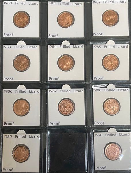 Australia 1966-1991 2c Proof Coin Collection