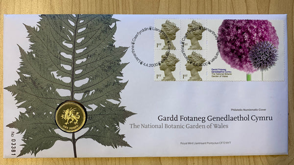 GB Great Britain 2000 £1 Botanic Gardens of Wales PNC