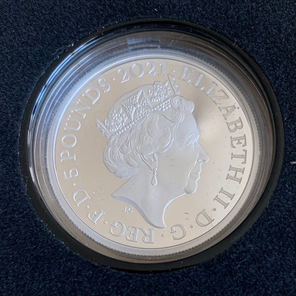 GB Great Britain UK 2021 Prince Philip 5 Pounds Silver Proof Superb Condition.