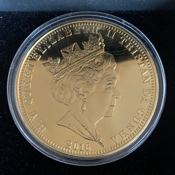 2016 Tristan Da Cunha Battle of Fromelles Centenary 5 Crowns Gold Plated  Coin with Gemstone