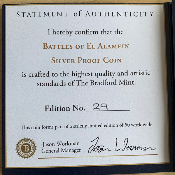 Niue 2022 Battles of El Alamein 5oz 999 Silver Coin Box Cert