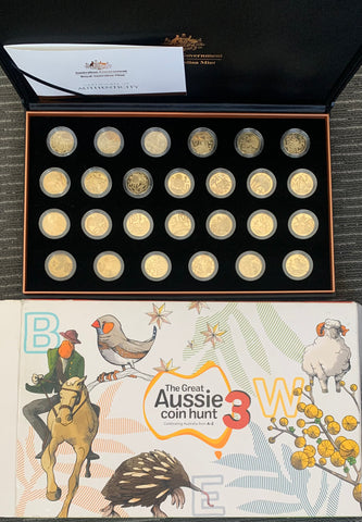 Australia 2022 Royal Australian Mint $1 Great Aussie Coin Hunt 3 Set of 26 Alphabet Proof Coins in box