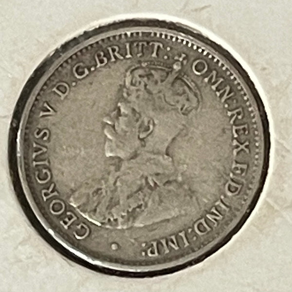 Australia 1934 overdate 1933 3d Threepence Silver Coin Fine Condition