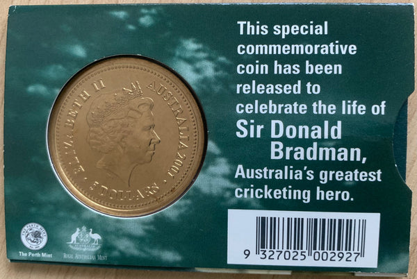 Australia 2001 RAM $5 Uncirculated Coin Sir Donald Bradman 1908 - 2001