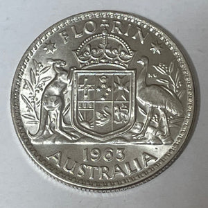 Australia 1963 2/- Florin Silver Coin Uncirculated