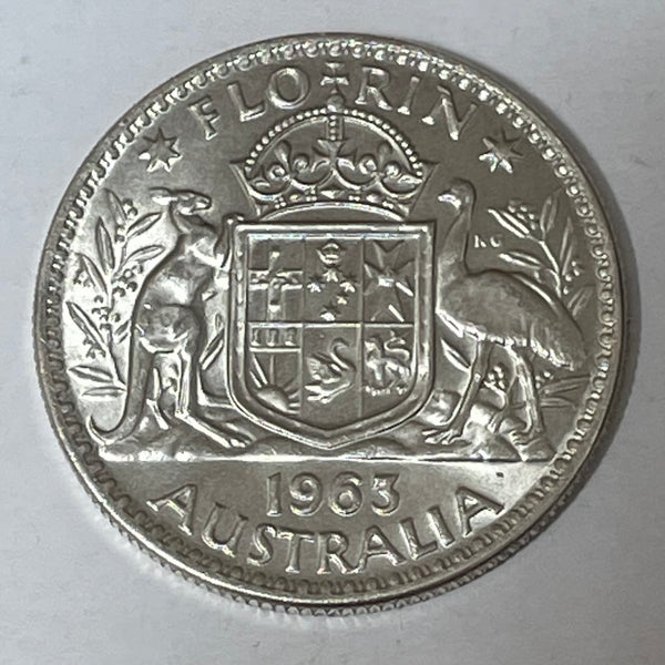 Australia 1963 2/- Florin Silver Coin Uncirculated