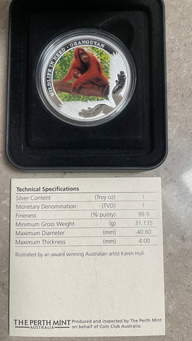 Tuvalu 2011 Perth Mint Coloured Polar Orangutan Silver 1oz Proof Coin