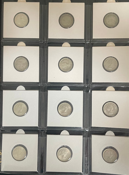 Australia 1910-64 Six Pence 6d Complete collection. Silver
