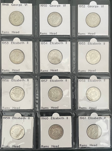 Australian Silver Shilling 1/- Set Complete Including 1921 & 1933