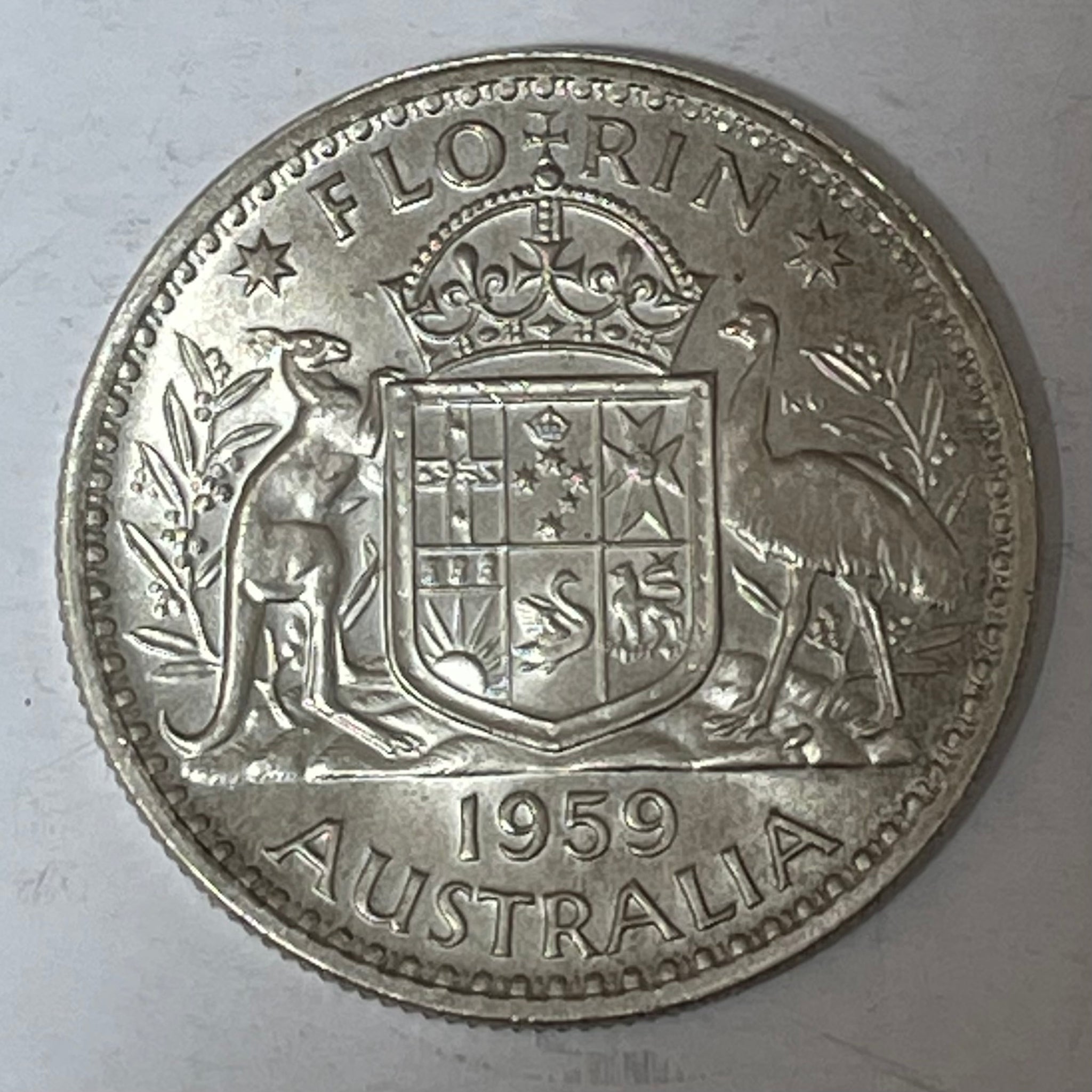 Australia 1959 2/- Florin Silver Coin Uncirculated
