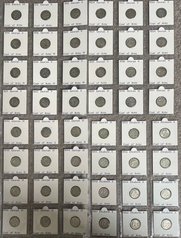 Australia 1910-64 Six Pence 6d Complete collection. Silver