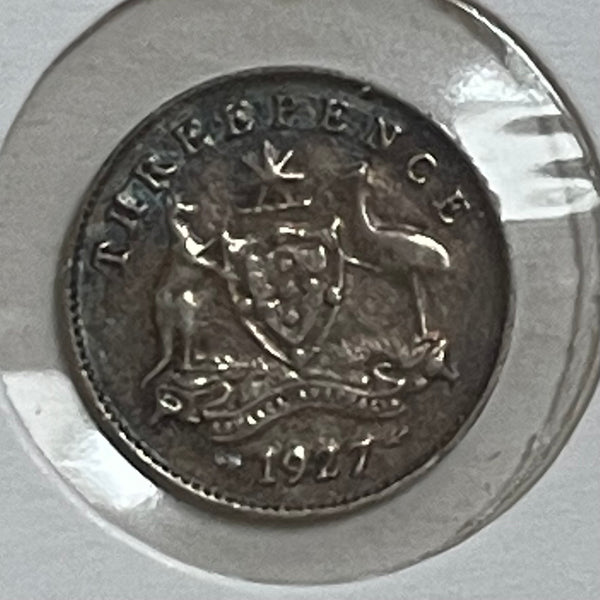 Australia 1927 Threepence 3d Silver Coin Extremely Fine