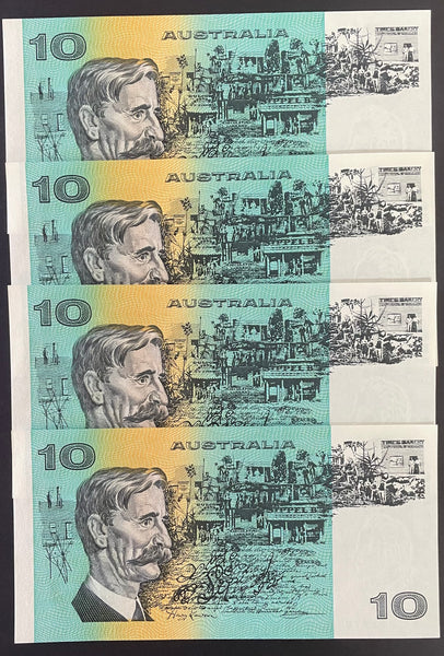 Australia $10 Banknote Fraser/Higgins Uncirculated Consecutive run of 4. R312
