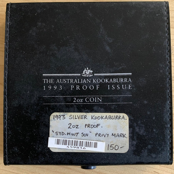 Australia 1993 Perth Mint $2  Kookaburra "Sydney Mint Sovereign" 2oz .999 Silver Proof