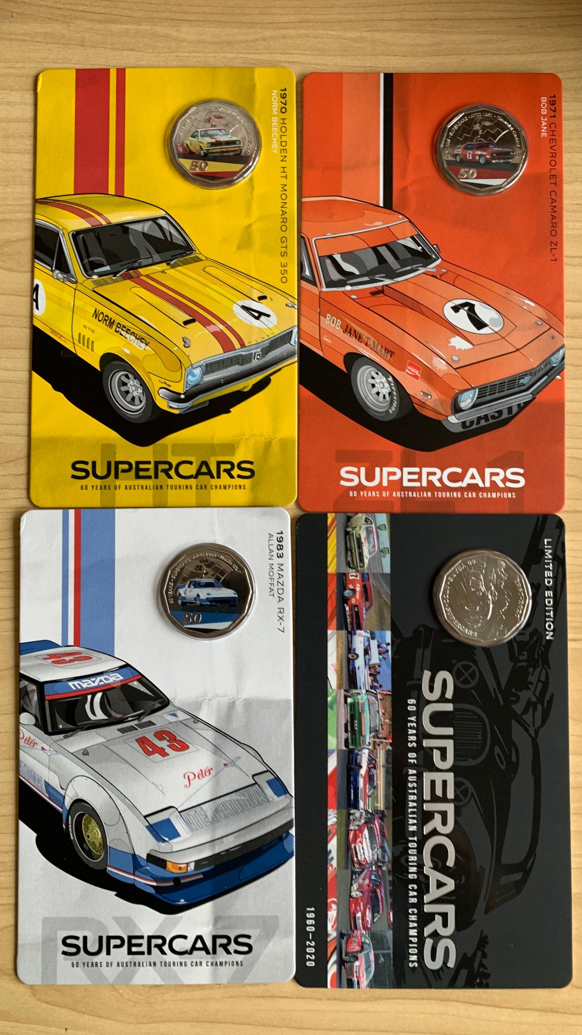 2020 RAM 50c Fifty Cents Supercars Coloured Carded Coin Limited Edition Set of 9