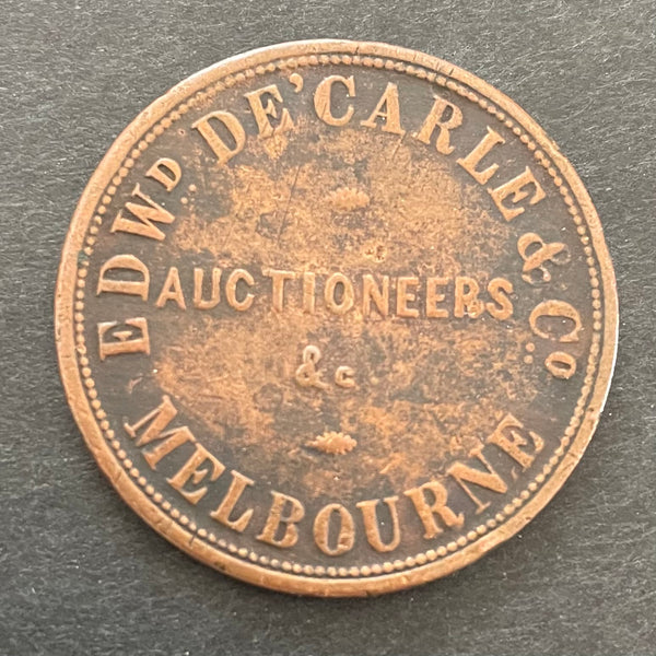 Australia 1855 EDWD De' Carle 1d Penny Token  Very Fine Condition