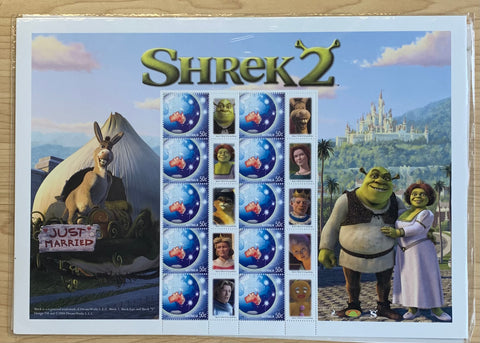 Australia 2004 50c Shrek Stamp sheet