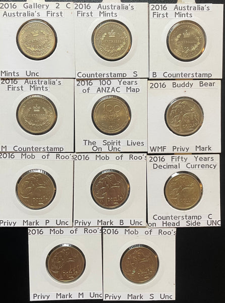Australia 2016 $1 Mobile Press Counter Stamp Dollar Coins Uncirculated  Set of 11
