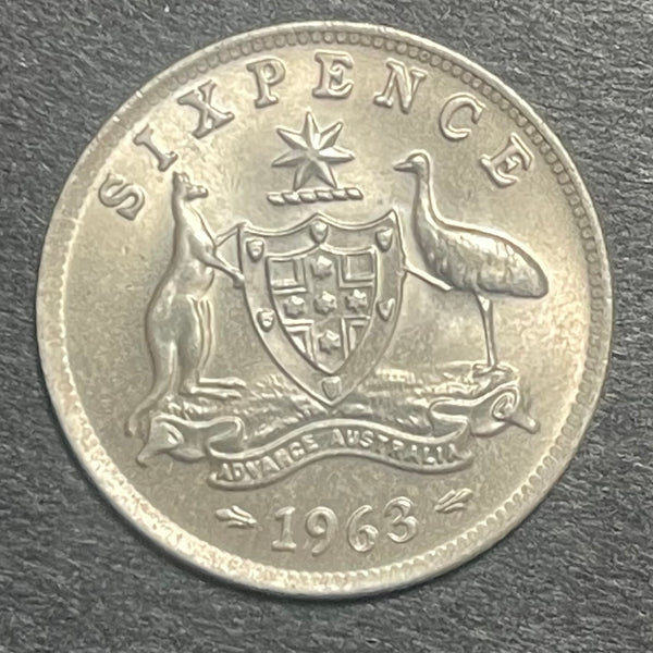 Australia 1963 6d Sixpence Silver Coin Uncirculated