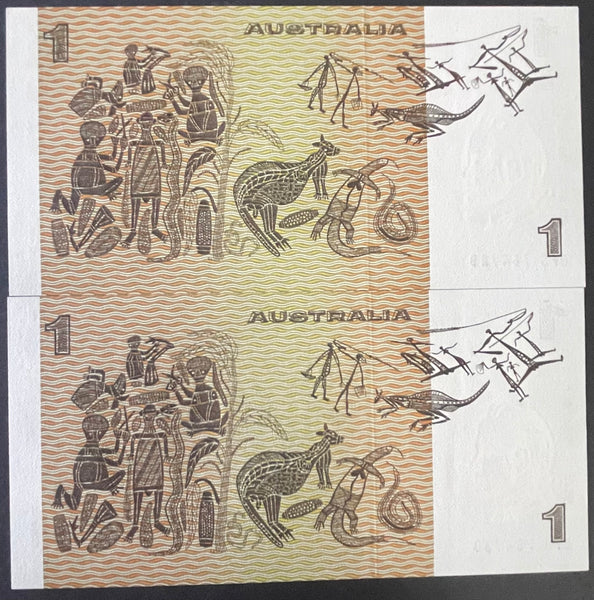 Australia 1982 R78L $1 Johnston/Stone Last Prefix Uncirculated Pair