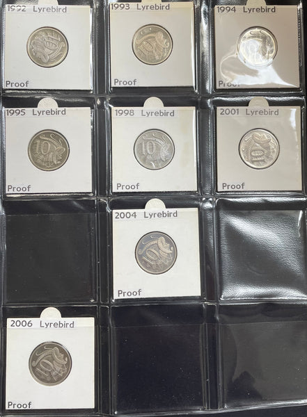 Australian 1966 to 1998 10c Proof Coin Collection Complete