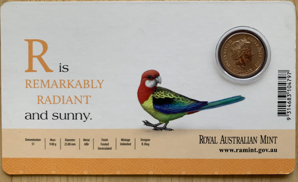 2015 Aussie Alphabet Coloured $1 coin "R" Rainbow Lorikeet