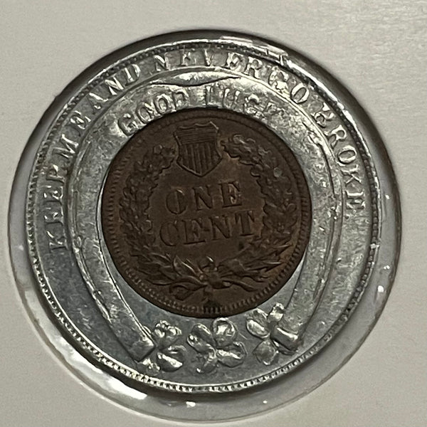 USA 1906 Cent Coin inserted into "The Larranga Cigar" Advertising Token