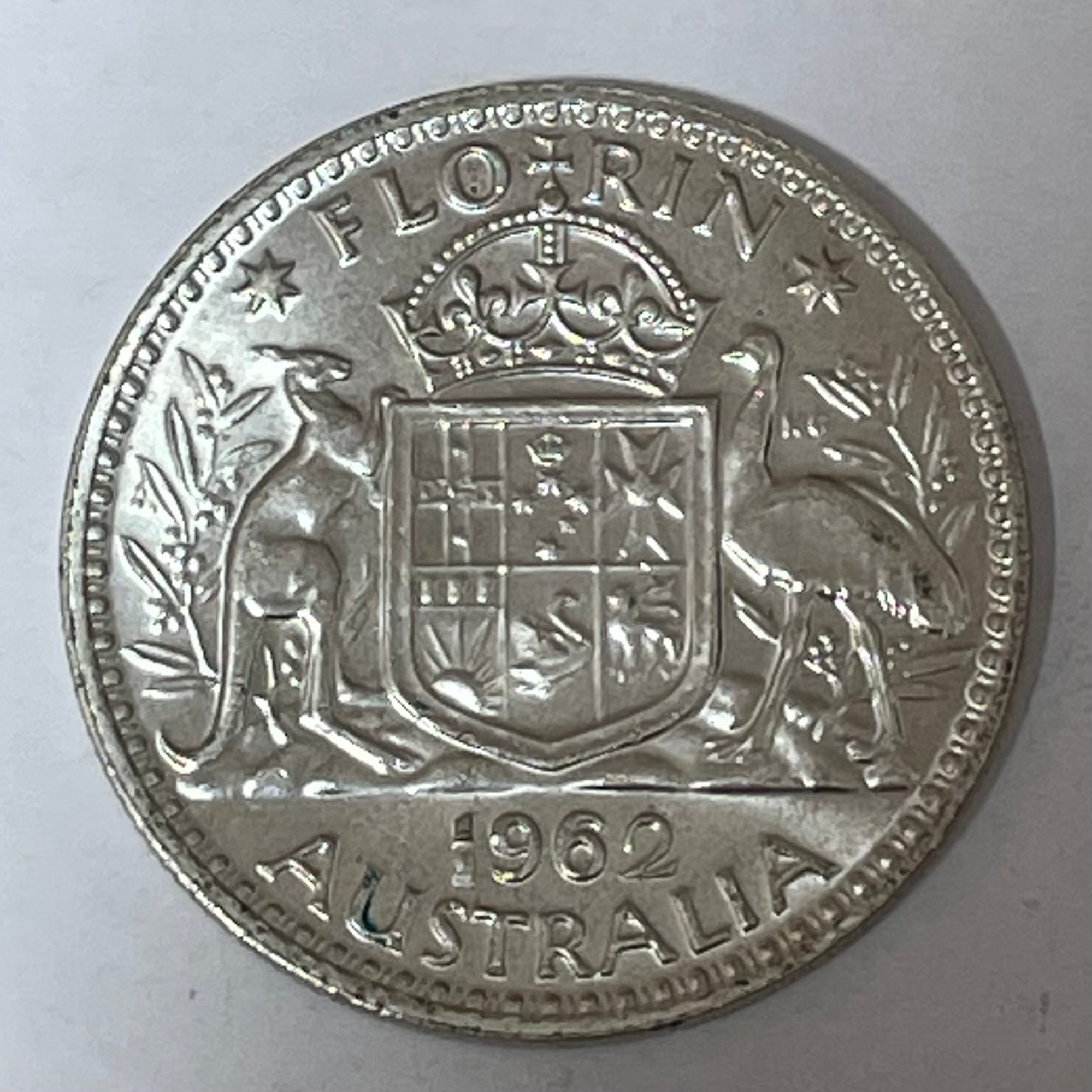 Australia 1962 2/- Florin Silver Coin Brilliant Uncirculated