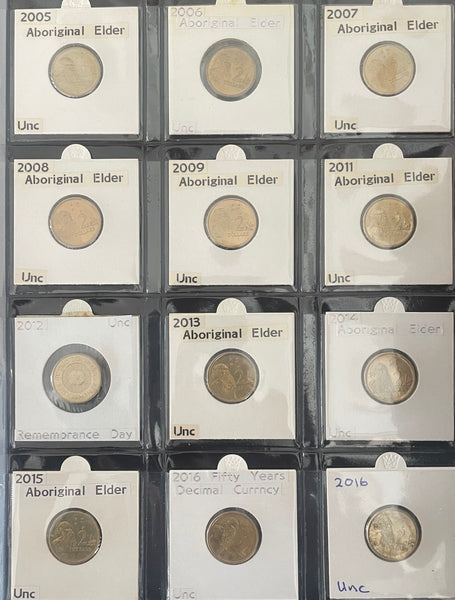 Australia 2005 to 2016 Royal Australian Mint $2 Two Dollars Uncirculated Coin Collection